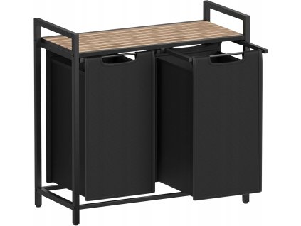 Kosz wolnostojacy na pranie Songmics 92l bezowy czarny