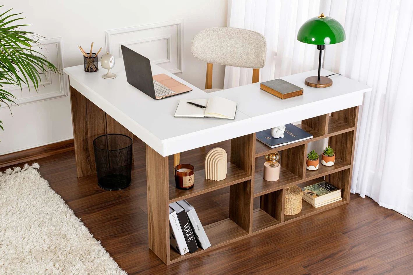 Hanah Home Psací stůl VESPER ořech, bílá
