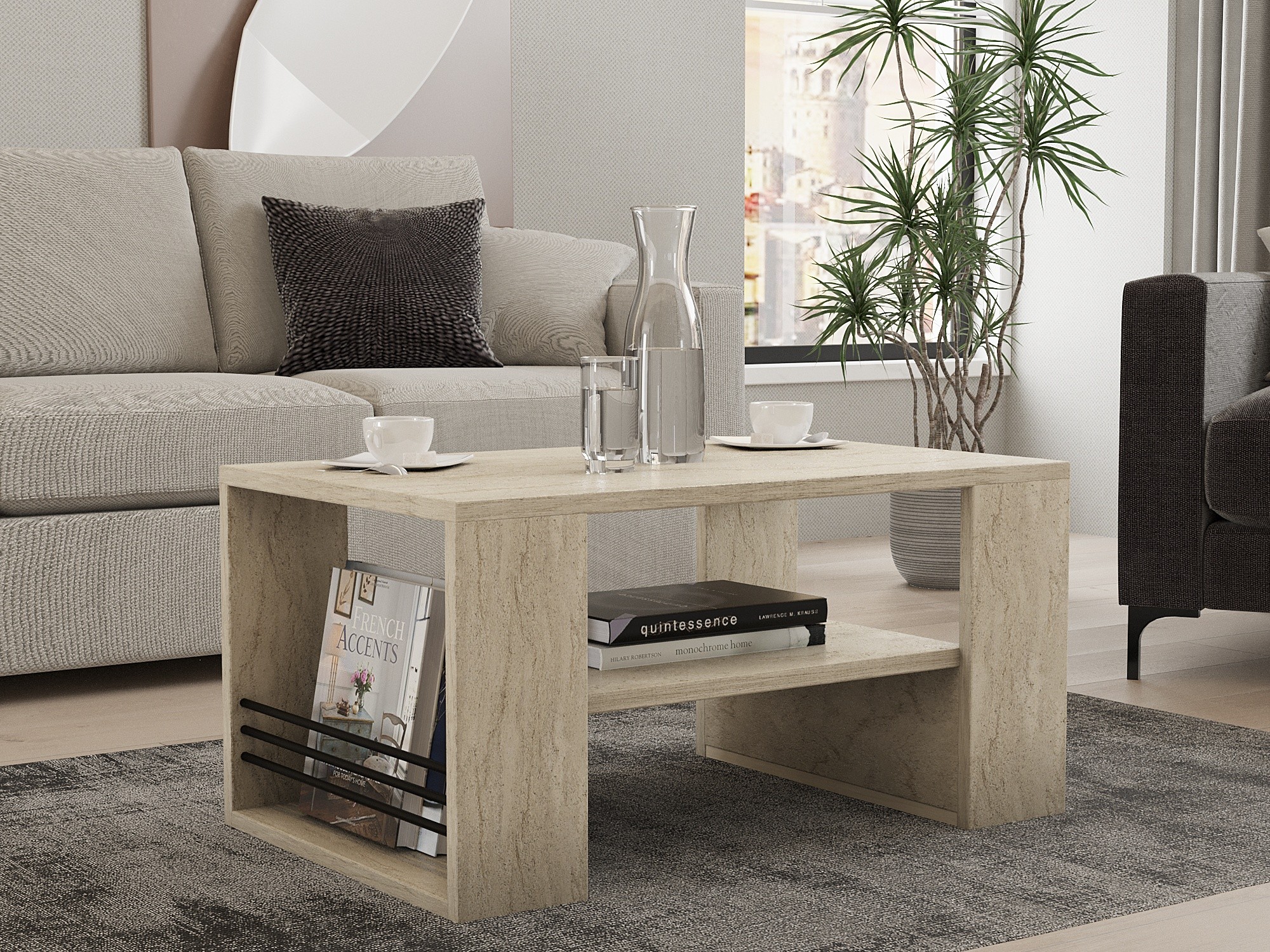 Hanah Home Konferenční stolek IRIS travertin