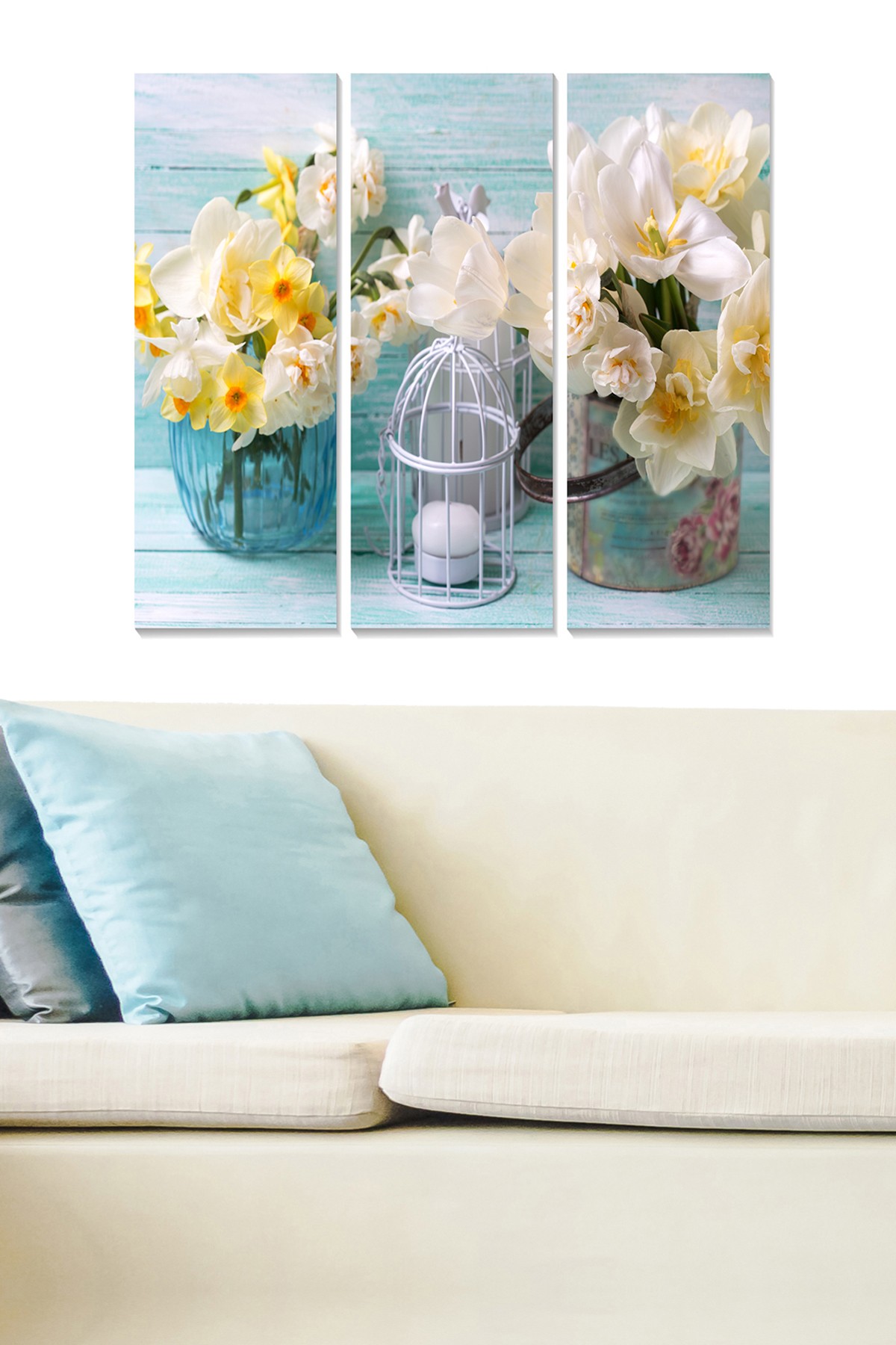 Wallity Obraz na MDF 3ks ZÁTIŠÍ S KVĚTINAMI 20 x 50 cm - Doprodej