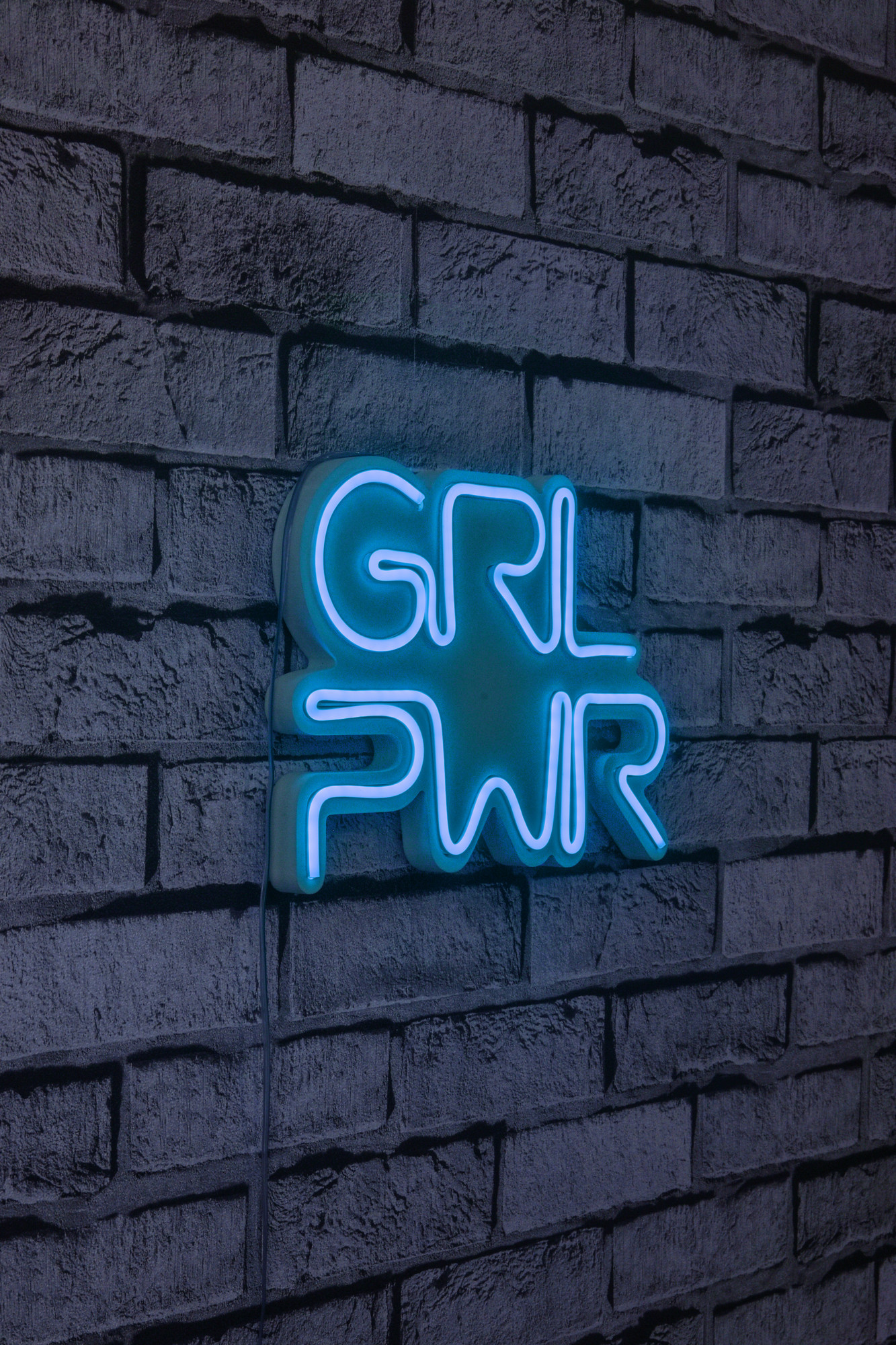 ASIR Nástěnná dekorace s LED osvětlením GIRL POWER modrá