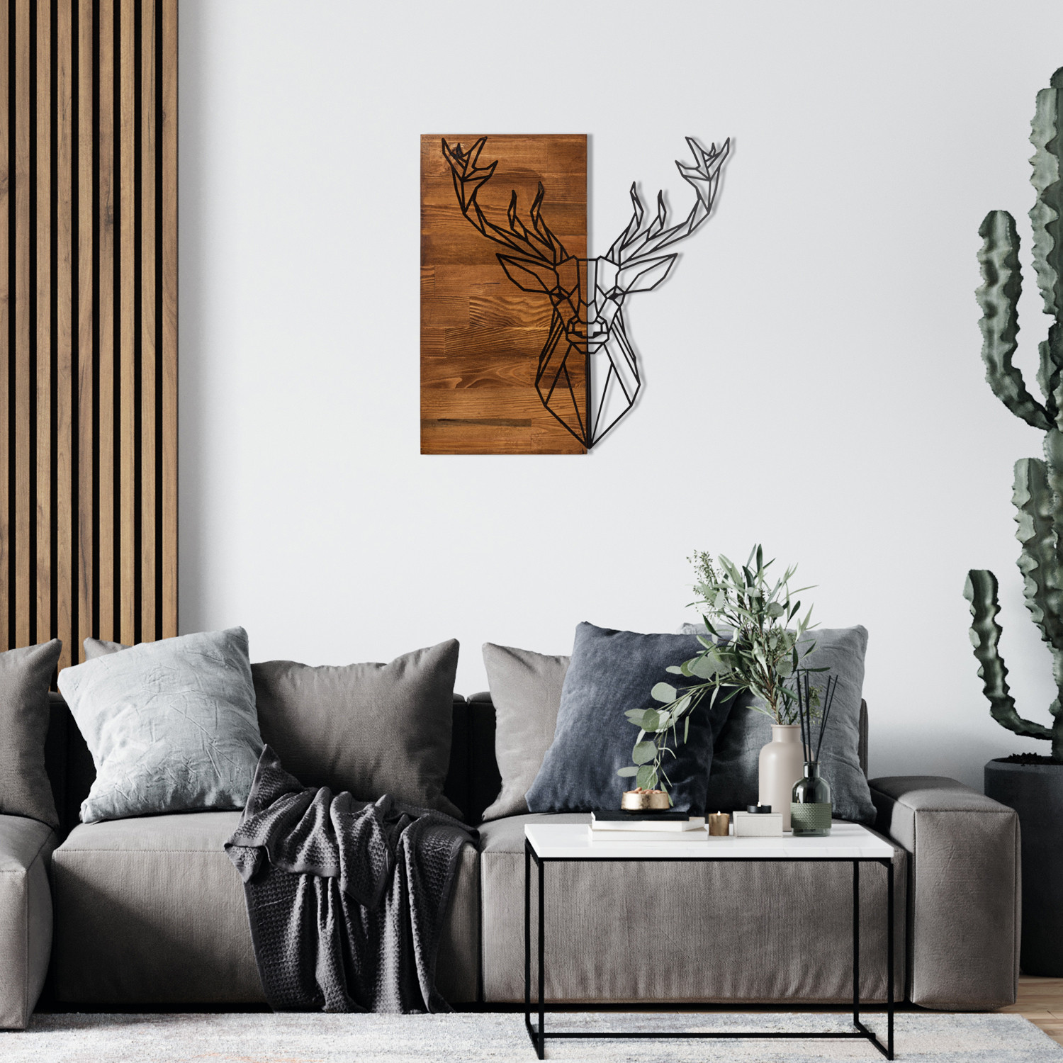 ASIR Nástěnná dekorace dřevo JELEN HLAVA 56 x 58 cm