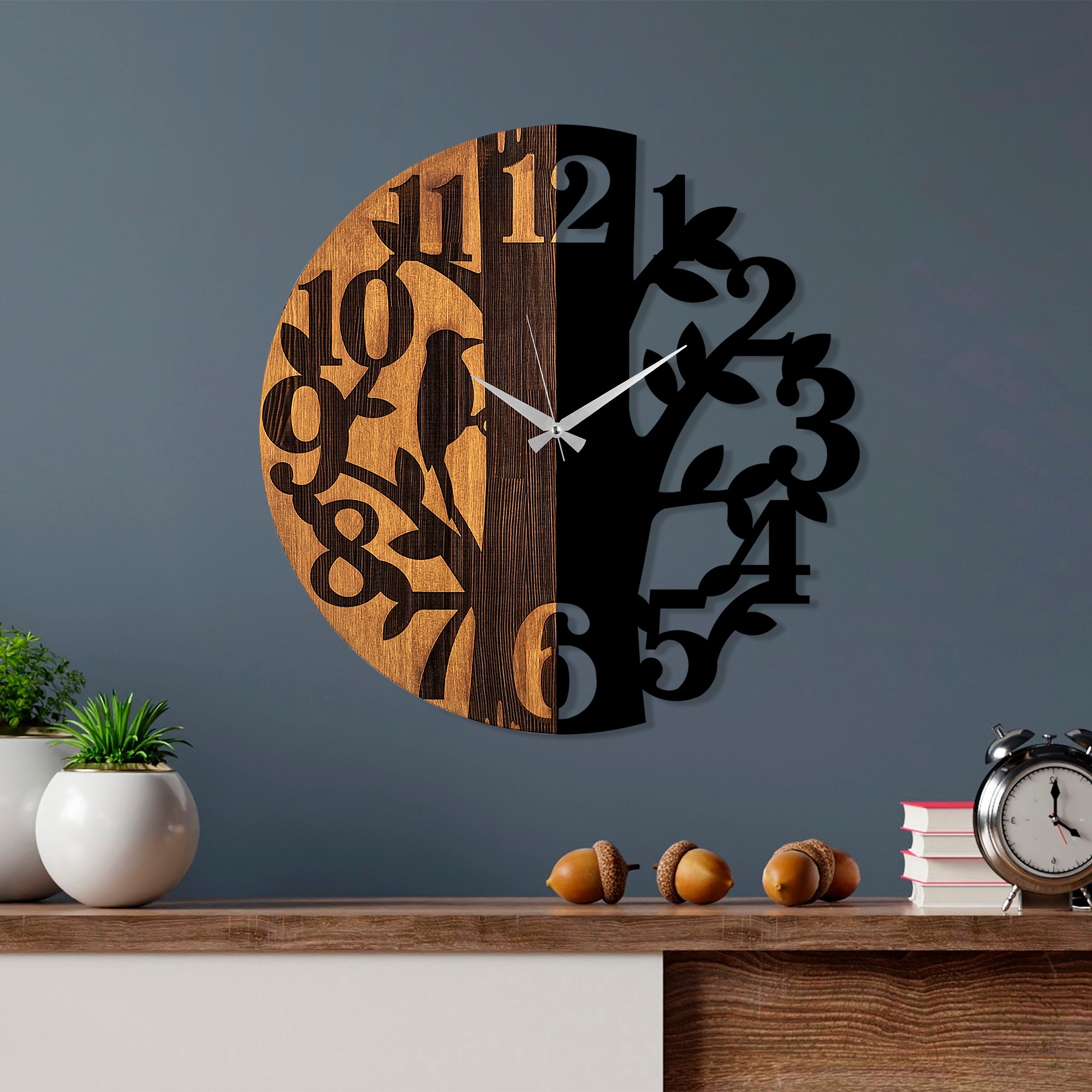 ASIR Nástěnné hodiny dřevo KMEN STROMU průměr 56 cm