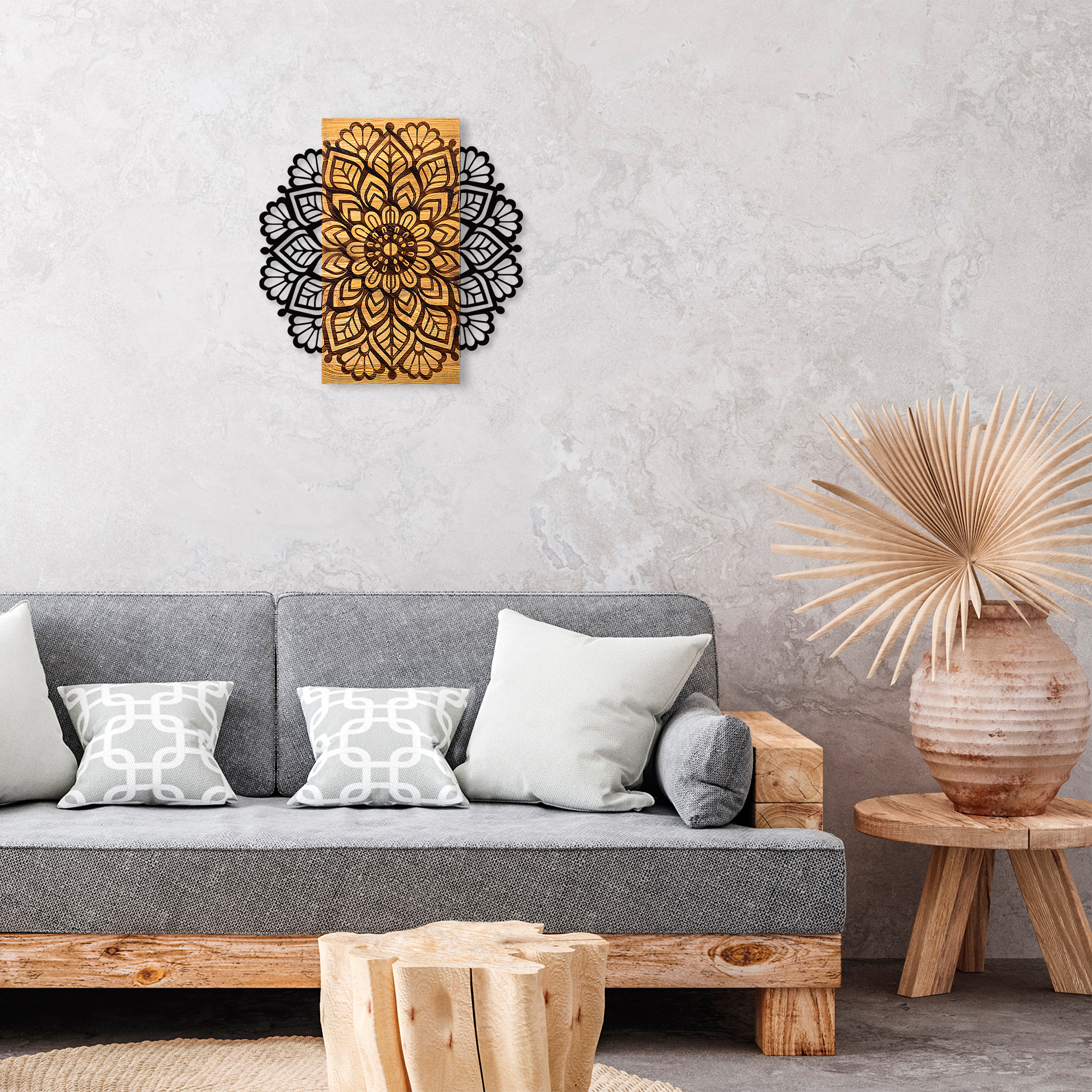 ASIR Nástěnná dekorace dřevo MANDALA 58 x 58 cm