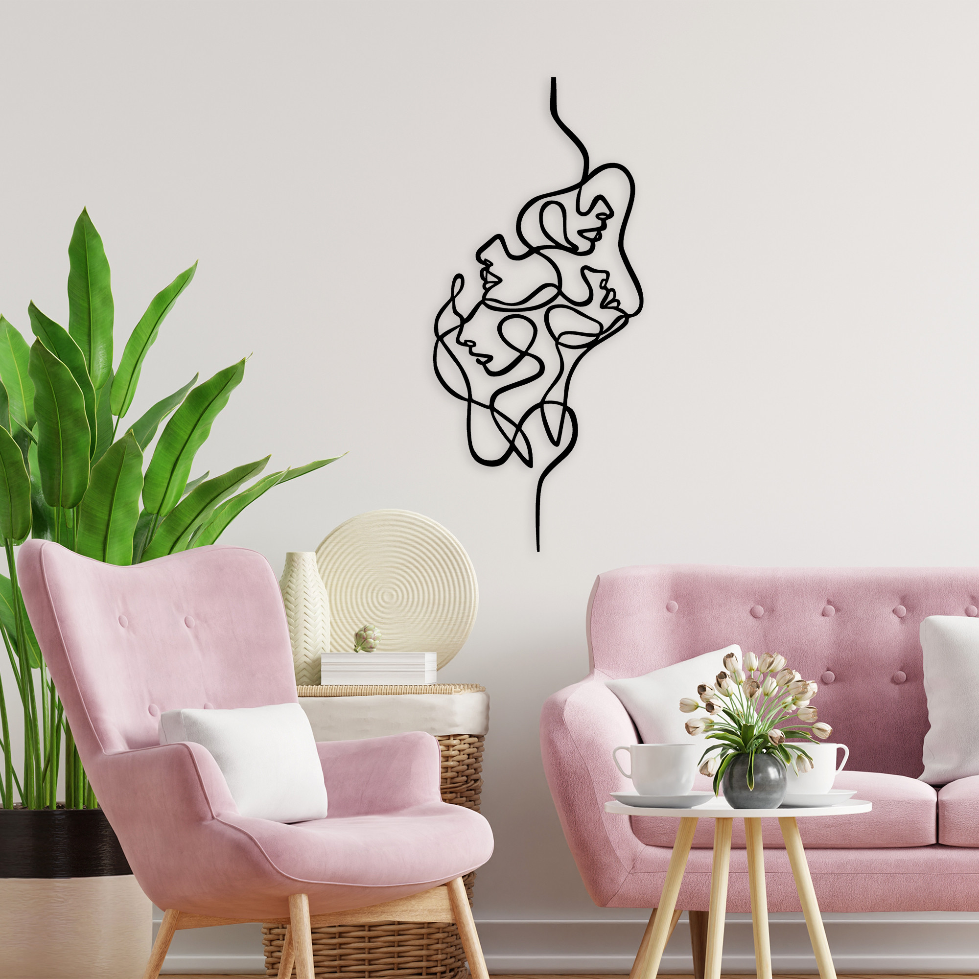 Levně ASIR Nástěnná dekorace kov ŽENSKÉ TVÁŘE 40 x 100 cm