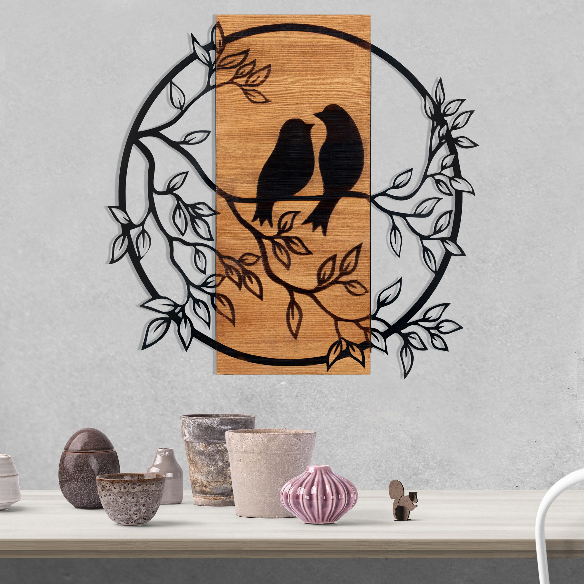 ASIR Nástěnná dekorace dřevo ROMANTIKA 59,5 x 58,5 cm