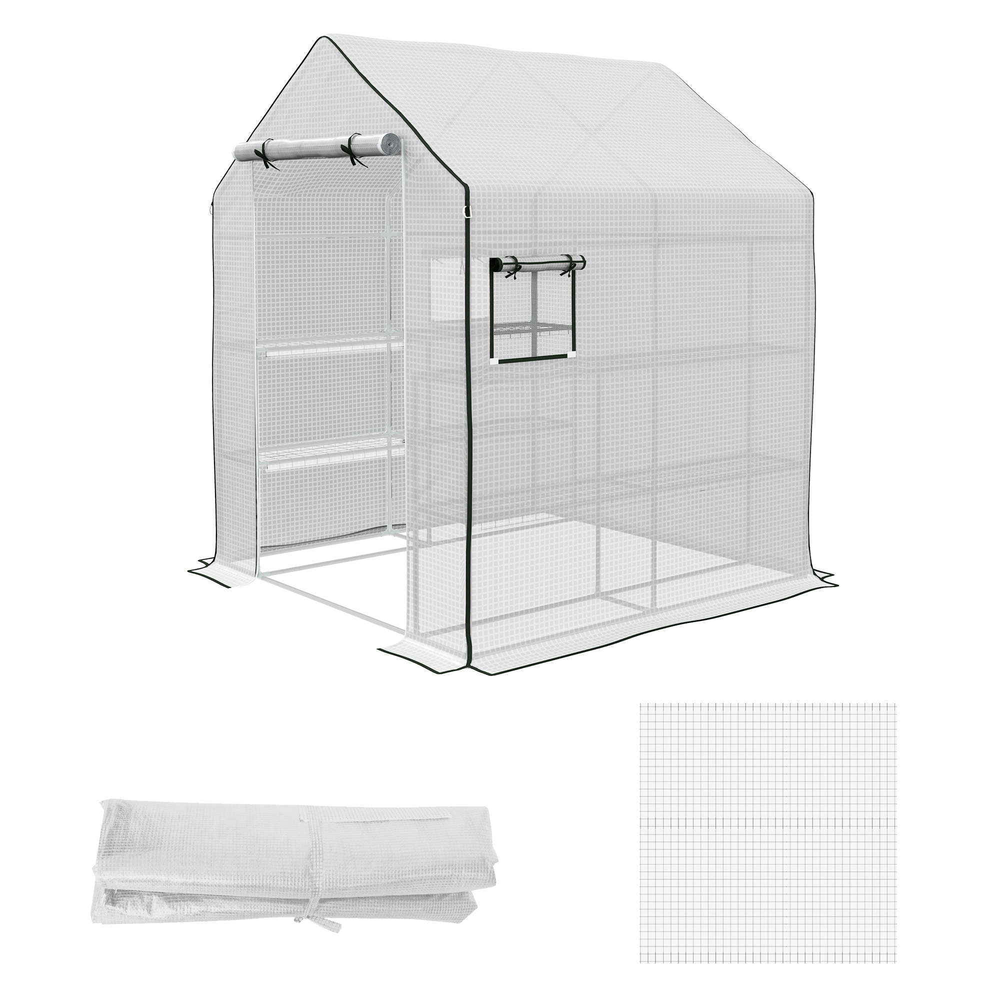 Levně OUTSUNNY Náhradní folie pro foliovník 140 x 190 x 143 cm bílá
