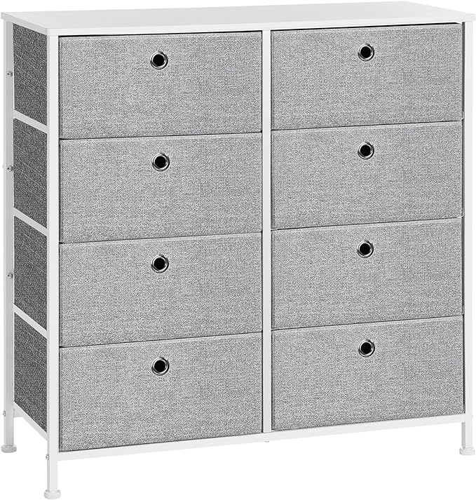 Levně SONGMICS Komoda s 8 látkovými boxy šedá