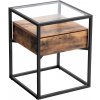 Odkládací stolek se zásuvkou skleněná deska 43x43 cm