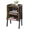 Kovový noční stolek hnědý 42x52 cm
