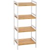 Bambusový regál 4 police přírodní – bílý 45x110 cm