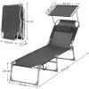 skládací kovové zahradní lehátko 53x193 cm šedé