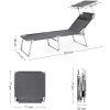 skládací zahradní lehátko se stínítkem a podhlavníkem šedé
