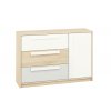 komoda pongo 3 zasuvky buk bila svetle seda 138 x 94 x 40 cm
