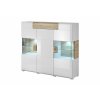 Komoda s vitrínou TOLEDO bílá dub 147 x 132 x 39 cm