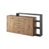 Komoda BOTA 4 zásuvky dub antracit 180 x 97 x 37 cm