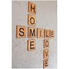 Dřevěná nástěnná dekorace HOME SMILE LOVE polydřevo 15 cm 