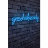 Nástěnná dekorace s led osvětlením GOOD VIBES ONLY modrá 79 cm