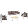 Zahradní nábytek set MANYAS 3+1+1 bílá hnědá
