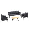 Zahradní nábytek set HATKUS 3+1+1 černá antracit