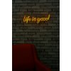 Nástěnná dekorace s LED osvětlením LIFE IS GOOD žlutá
