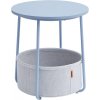 Kulatý odkládací stolek s textilním košem modrý