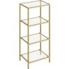 Industriální skleněný regál 40x30x95cm zlatý čirý