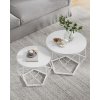 konferenční stolek stolky sada moderní geometrické kulaté kulatý bílá s odnímatelnou deskou SONGMICS LET040W46 5