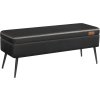 černá lavice prošívaná syntetická kůže úložná úložný taburet VASAGLE LOM074B01 40 x 120 x 45