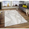 Koberec(100 x 180 cm) ASR CRPT-106  bílý a zlatý geometrický vzor