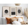 Dekorativní obraz MDF 3 ks HUHU212 Moderní abstraktní minimalismus, Boho – černé tvary a linky na béžovém pozadí