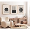 Dekorativní obraz MDF 3 ks HUHU212 Moderní abstraktní minimalismus, Boho – černé tvary a linky na béžovém pozadí