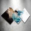 Obraz MDF 4 ks Sada 4 obrazů ve tvaru diamantů, kostek, malba akrylem, impasto, textura barev na plátně, barevný přechod černé béžové modré a bílé, abstraktní umění