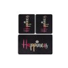 Koupelnová předložka 3 ks HAPPINESS černá s krasopisem
