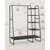 Kovový stojan na oděvy s policemi 5+1 černý