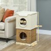 Pelíšek pro kočky 3 patra se škrabadlem 41 x 41 x 76 cm krémová