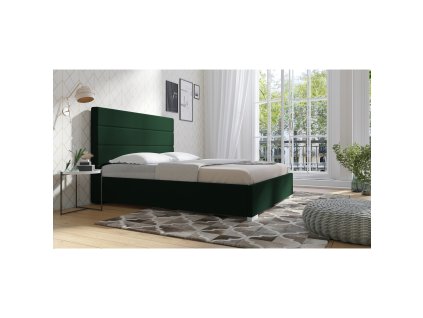 Postel MICAH 11 STANDARD 160x200 cm - bílé nohy (Barevná varianta Tmavě zelená)
