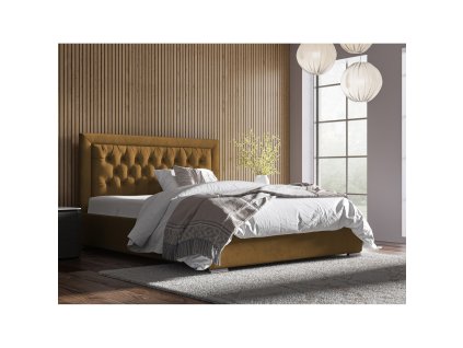Postel DECLAN 20 STANDARD 140x200 cm - stříbrné nohy (Barevná varianta Tmavě žlutá)