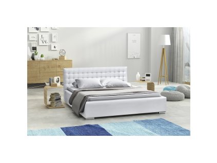 Postel IAN 19 STANDARD 120x200 cm - stříbrné nohy (Barevná varianta Bílá eko-kůže)