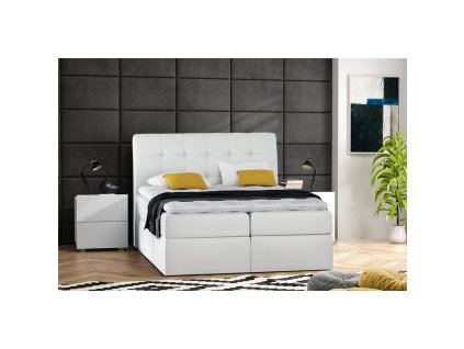 Postel 50 VERMONT 160x200 cm s úložným prostorem (Barevná varianta Bílá eko-kůže)