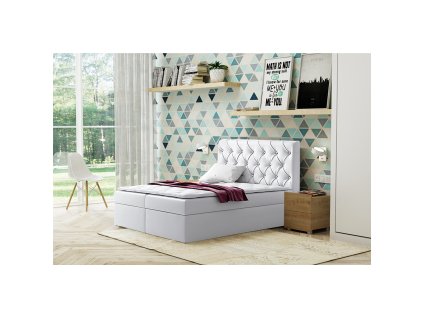 Postel 56 VIRGINIE 160x200 cm s úložným prostorem (Barevná varianta Bílá eko-kůže)