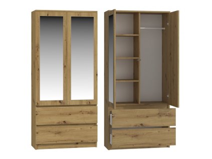 Šatní skříň SS-90 se zrcadlem - dub artisan
