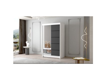 Velká šatní skříň FADO III 120 cm (Barevná varianta Bílá/Černá)