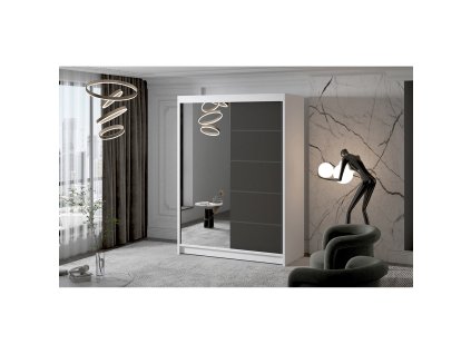 Velká šatní skříň MILAN III 150 cm (Barevná varianta Bílá/Černá)