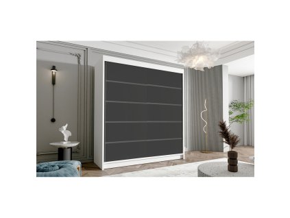 Velká šatní skříň HUGO IV 180 cm (Barevná varianta Bílá/Černá)