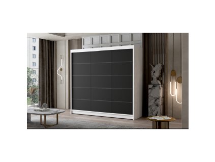 Velká šatní skříň PALERMO VII 200 cm (Barevná varianta Bílá/Černá)