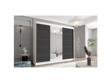 Velká šatní skříň DAVOS VI 250 cm (Barevná varianta Bílá/Černá)