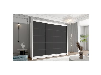 Velká šatní skříň DAVOS VII 250 cm (Barevná varianta Bílá/Černá)