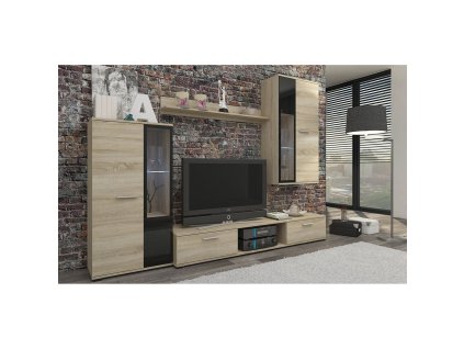 Obývací stěna OSKAR dub sonoma (LED Osvětlění Varianta LED osvětlení)