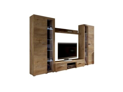 Obývací stěna OLIMP XL dub lefkas (LED Osvětlění Bez LED osvětlení)